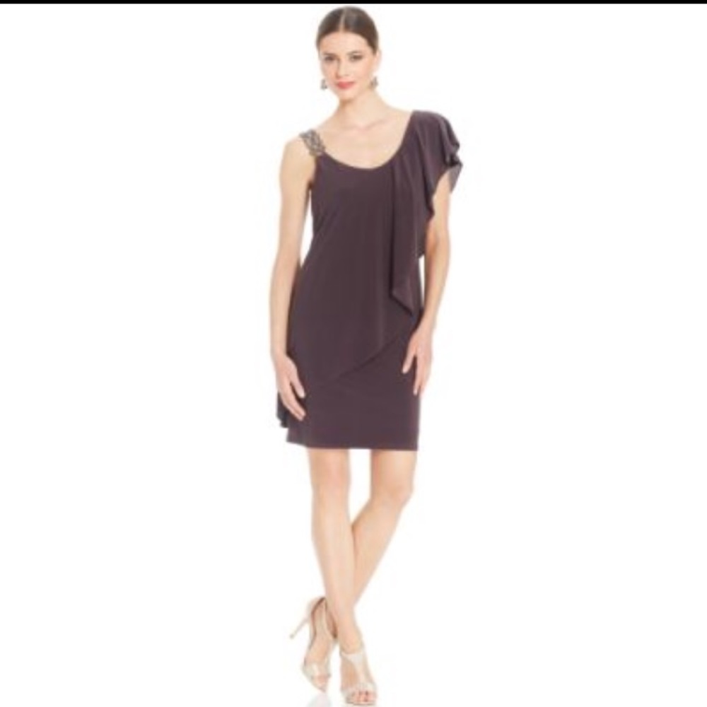 Betsy & Adam black embellished black dress